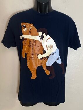 Bear Man Punching Bear T Shirt Medium Gently worn 10% cotton Made by Sharp Shirt